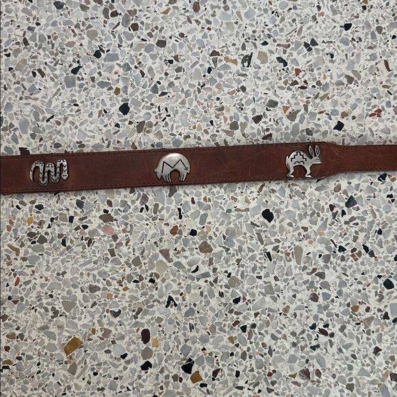 Canterbury brown leather western belt silver buckle 32 small s boho - Picture 7 of 8